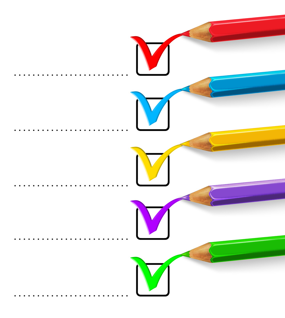 Accept check list with coloured pencils